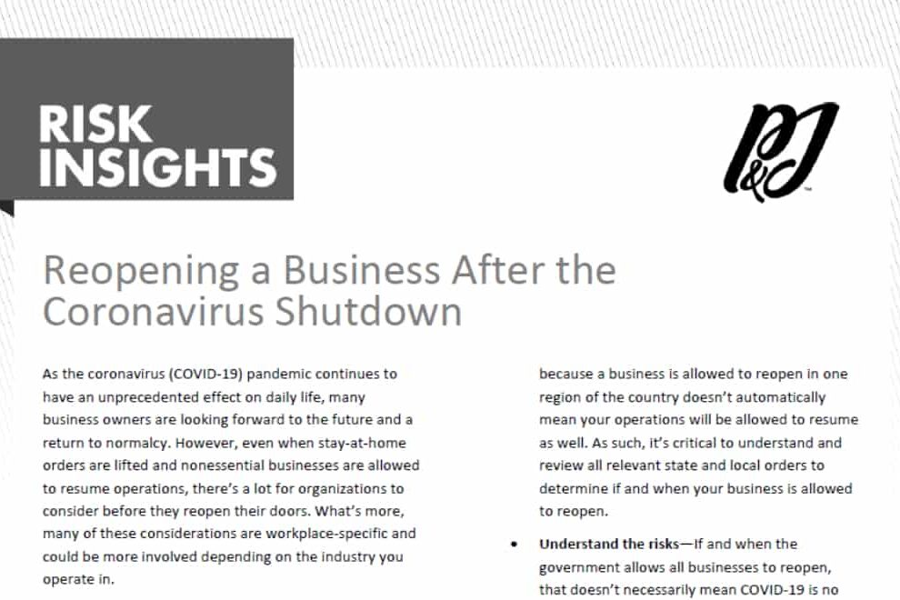 Reopening a Business After the Coronavirus Shutdown